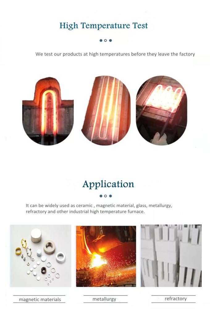 1800c U Tipo Mosi2 Elemento de aquecimento de disilicida de molibdênio para fornos elétricos 0