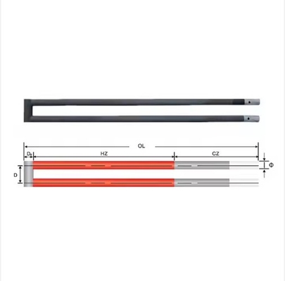 Tipo U Resistência a altas temperaturas Sic Bar Sic Elementos de aquecimento Elétricos